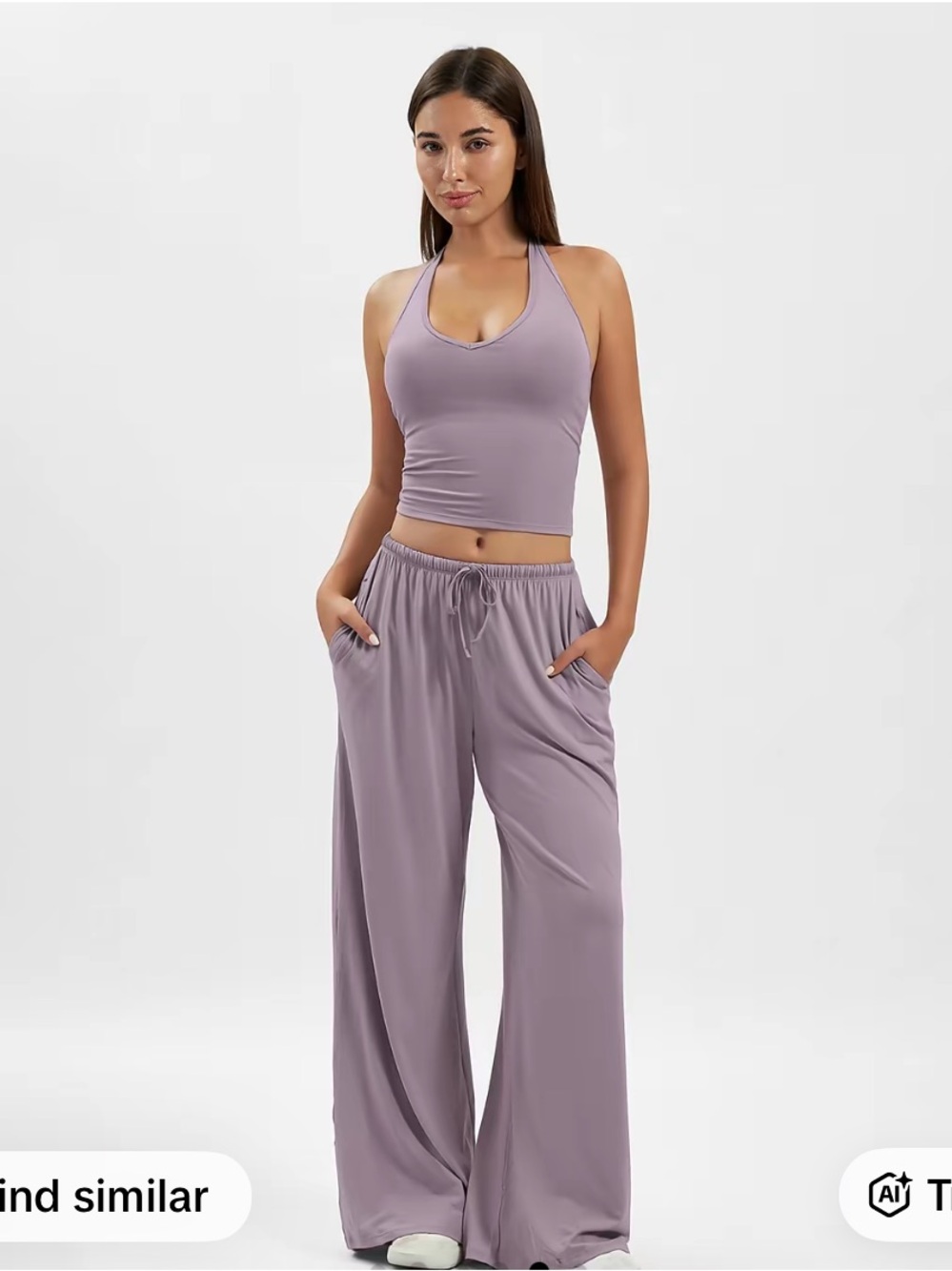 Lavender Crop Tank and Wide Leg Lounge Set